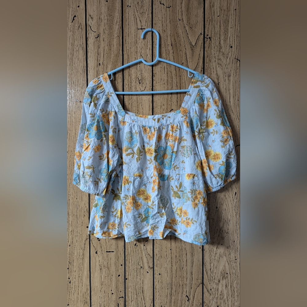 Ana Square Neck Peplum Top